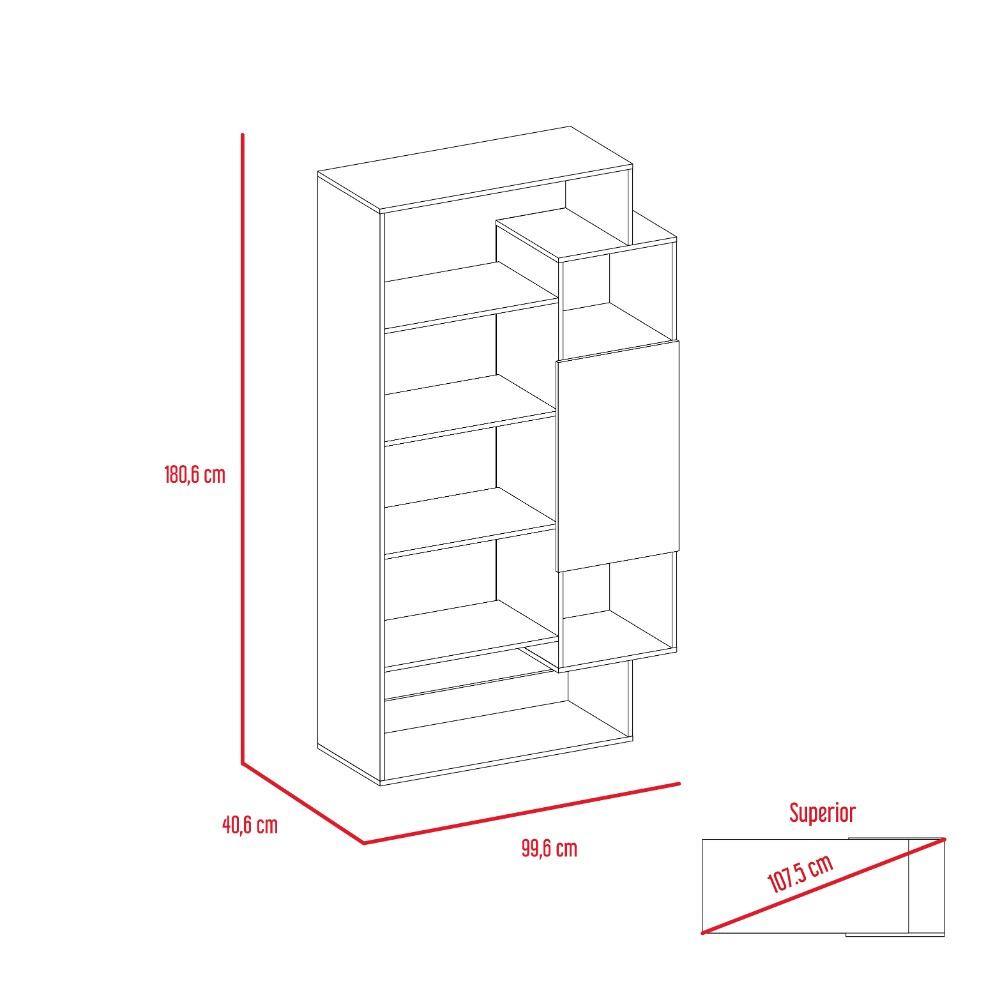 Biblioteca Dalí Habano 99 cm con Puerta y Entrepaños - Bibliotecas | Bylmo