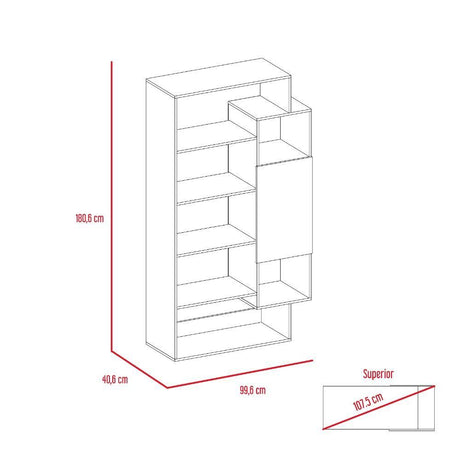 Biblioteca Dalí Habano 99 cm con Puerta y Entrepaños - Bibliotecas | Bylmo