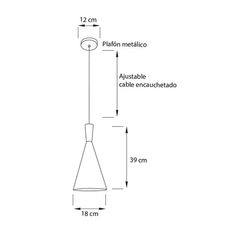 Lámpara Colgante LED Berlín Negro 18x39cm para Una Luz Ajustable en Altura y con Bombilla - Iluminacion | Bylmo