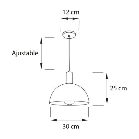Lámpara Colgante LED Italia Negro 30x25cm para Una Luz Ajustable en Altura y con Bombilla - Iluminacion | Bylmo