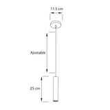 Lámpara Colgante LED Milano Negro 5x25cm para Una Luz Ajustable en Altura y con Bombilla - Iluminacion | Bylmo