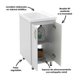 Lavadero Aqua Blanco 48 cm con Almacenamiento y Puertas - Muebles de Aseo y Ropas | Bylmo