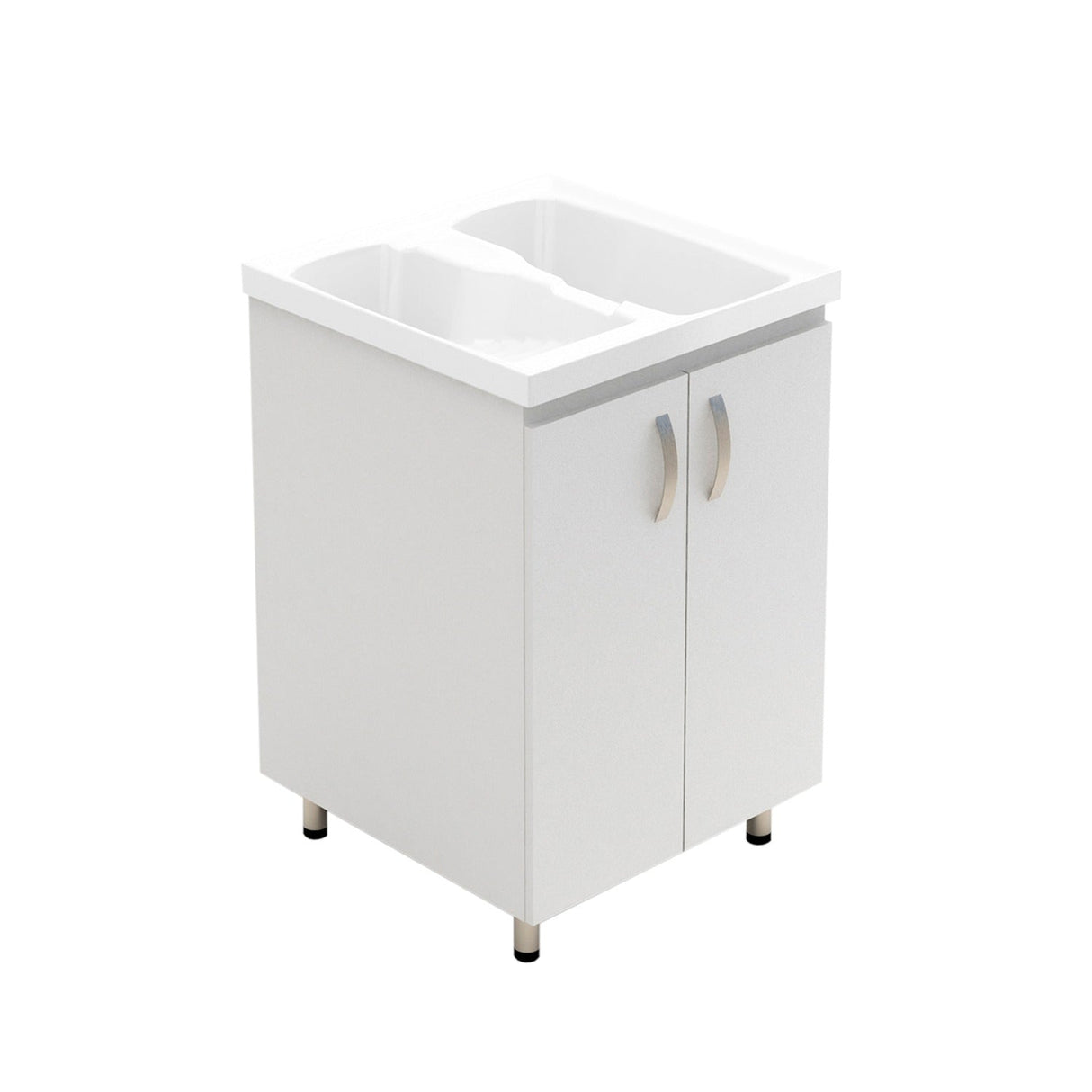 Lavadero Aqua Blanco 60 cm con Almacenamiento y Puertas - Muebles de Aseo y Ropas | Bylmo