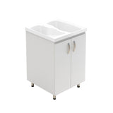 Lavadero Aqua Blanco 60 cm con Almacenamiento y Puertas - Muebles de Aseo y Ropas | Bylmo