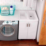 Lavadero Aqua Blanco 60 cm con Almacenamiento y Puertas - Muebles de Aseo y Ropas | Bylmo