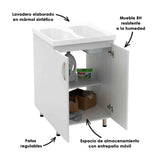 Lavadero Aqua Blanco 60 cm con Almacenamiento y Puertas - Muebles de Aseo y Ropas | Bylmo