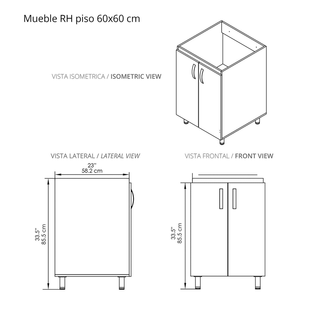 Lavadero Aqua Blanco 60 cm con Almacenamiento y Puertas - Muebles de Aseo y Ropas | Bylmo