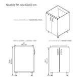 Lavadero Aqua Blanco 60 cm con Almacenamiento y Puertas - Muebles de Aseo y Ropas | Bylmo