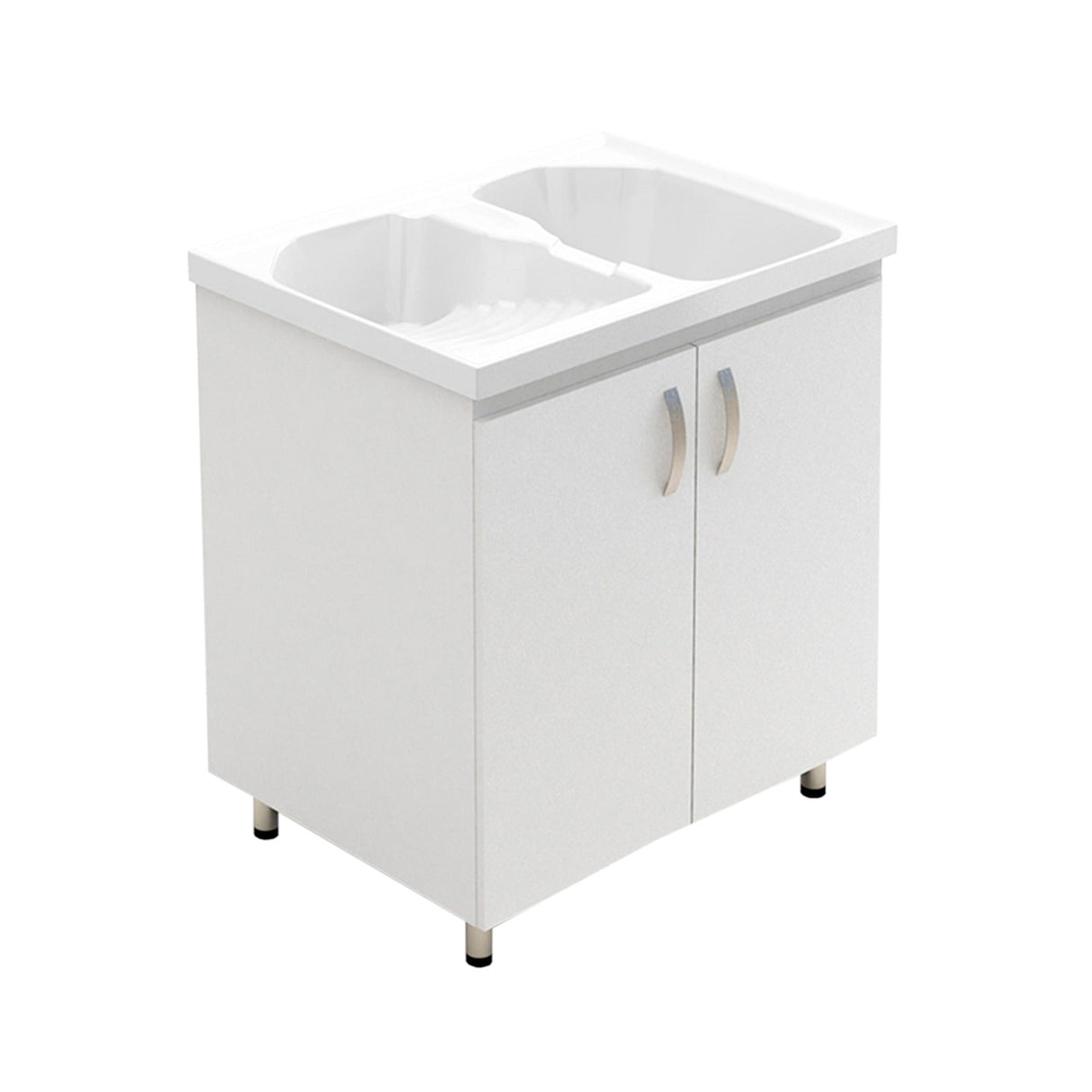 Lavadero Aqua Blanco 80 cm con Almacenamiento y Puertas - Muebles de Aseo y Ropas | Bylmo