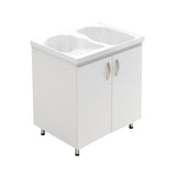 Lavadero Aqua Blanco 80 cm con Almacenamiento y Puertas - Muebles de Aseo y Ropas | Bylmo