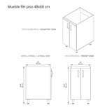 Lavadero Eco Arena y Blanco 48 cm con Almacenamiento y Puertas - Muebles de Aseo y Ropas | Bylmo