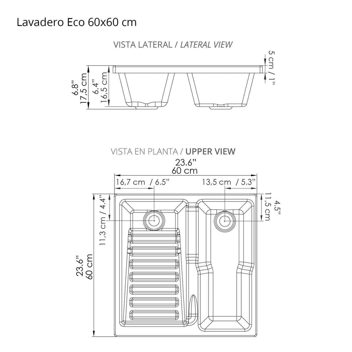 Lavadero Eco Arena y Blanco 60 cm con Almacenamiento y Puertas - Muebles de Aseo y Ropas | Bylmo