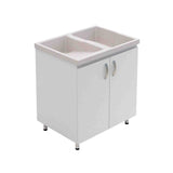 Lavadero Eco Arena y Blanco 80 cm con Almacenamiento y Puertas - Muebles de Aseo y Ropas | Bylmo