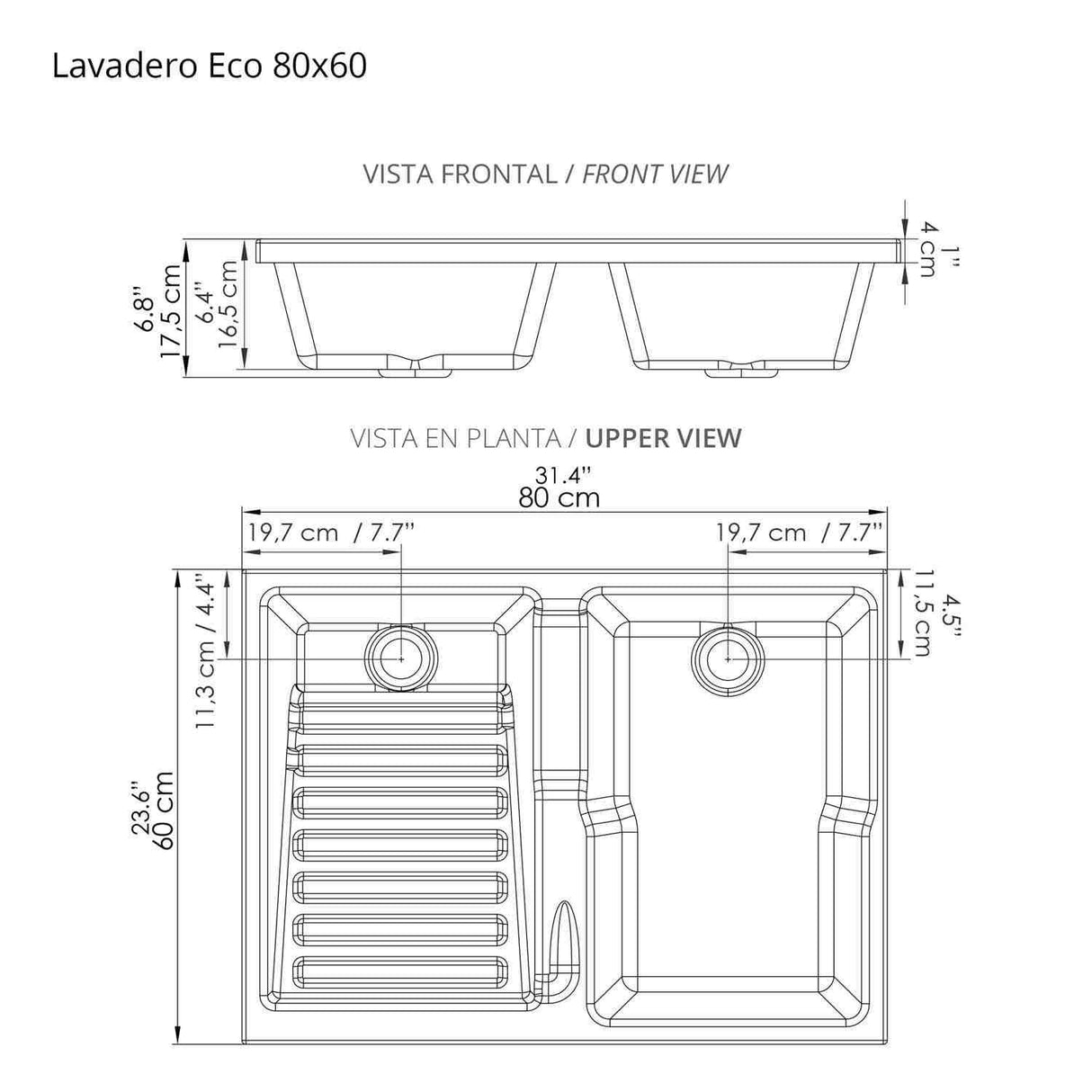 Lavadero Eco Arena y Blanco 80 cm con Almacenamiento y Puertas - Muebles de Aseo y Ropas | Bylmo