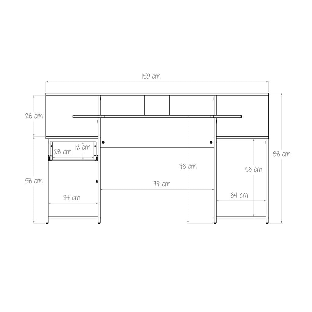 Escritorio Gamer Max Wengue y Rojo 150 cm con Cajón, Puerta y Entrepaños - Escritorios y Archivadores | Bylmo