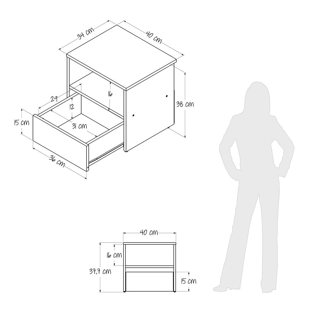 Combo Cama y Mesa de Noche Gales 104.4x36cm para Colchón Sencillo 100 X 190 Cm - Camas | Bylmo