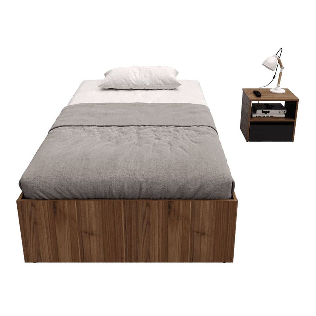 Combo Cama y Mesa de Noche Gales 104.4x36cm para Colchón Sencillo 100 X 190 Cm - Camas | Bylmo