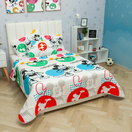 Cubrelecho Español Infantil Blanco para Cama Sencillo 100 X 190 Cm Doble Faz de Mickey - Ropa de Cama | Bylmo
