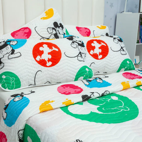 Cubrelecho Español Infantil Blanco para Cama Semidoble 120 X 190 Cm Doble Faz de Mickey - Ropa de Cama | Bylmo