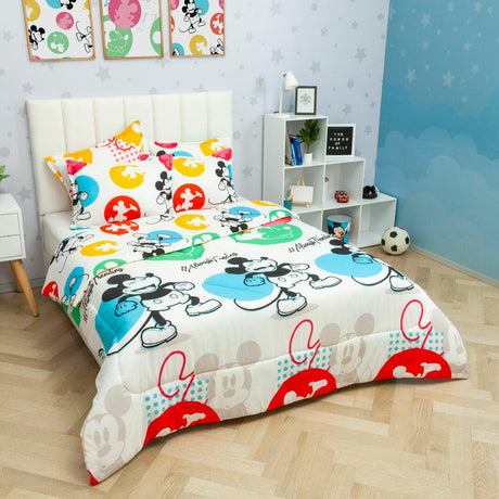 Cubrelecho Acolchado Infantil Blanco para Cama Semidoble 120 X 190 Cm Doble Faz de Mickey - Otros textiles | Bylmo