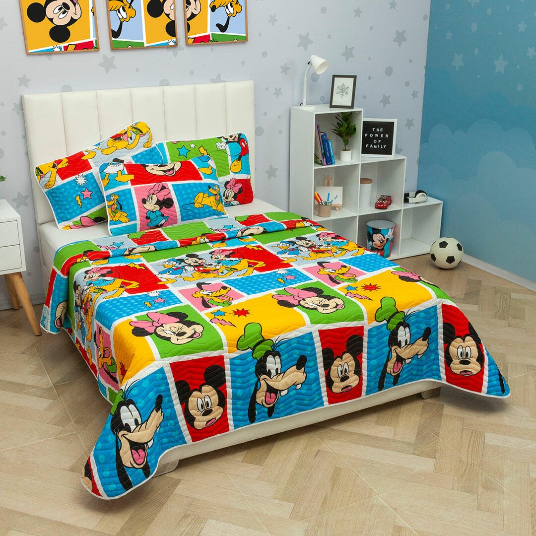 Cubrelecho Español Infantil Multicolor para Cama Sencillo 100 X 190 Cm Doble Faz de Disney - Ropa de Cama | Bylmo