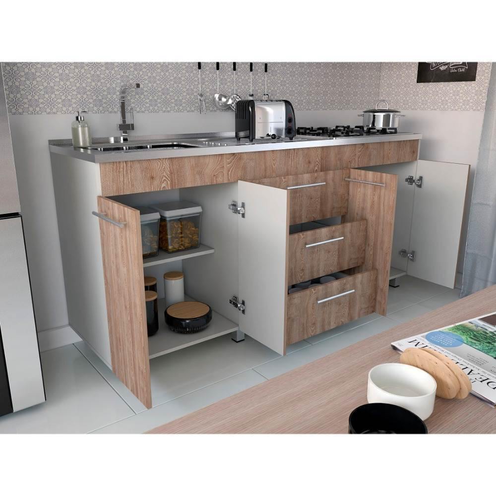 Mueble Inferior Bari Miel y Blanco 180 cm - Cocinas | Bylmo