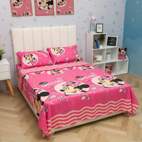 Sábana Infantil Minnie Rosado 140x190cm para Cama Doble - Ropa de Cama | Bylmo