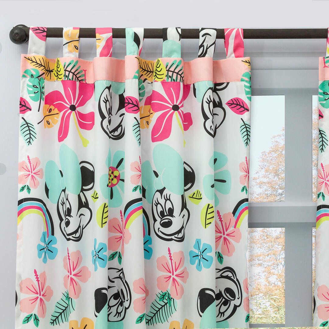 Combo Juego de Sabanas y Cortina Infantil Multicolor Semidoble 120 X 190 Cm de Minnie - Ropa de Cama | Bylmo