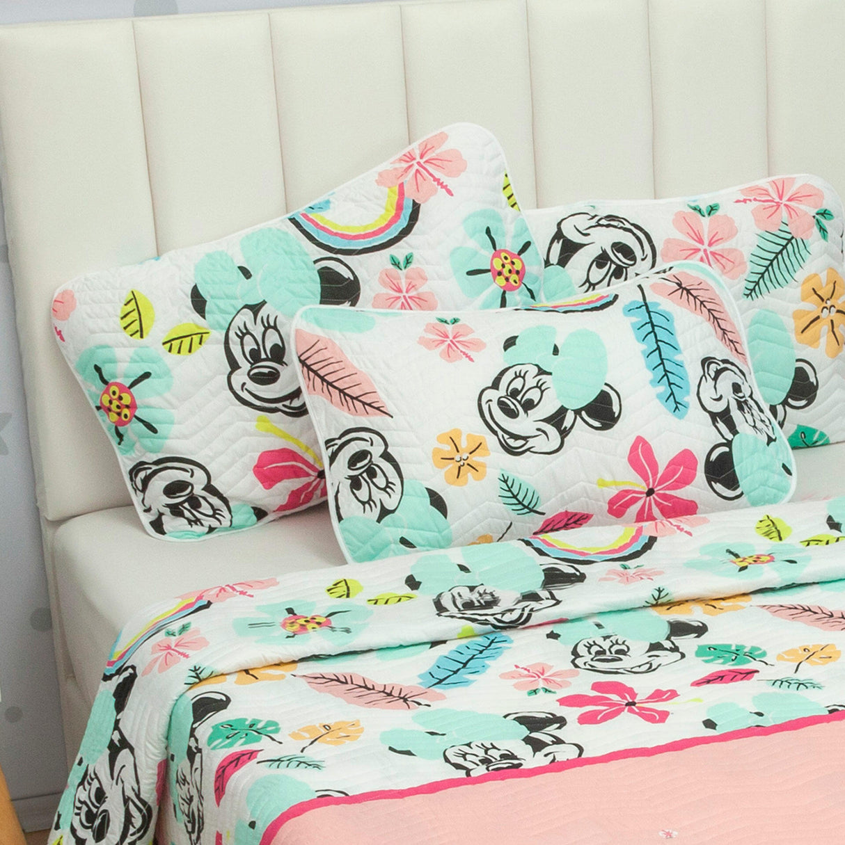 Cubrelecho Español Infantil Rosado para Cama Sencillo 100 X 190 Cm Doble Faz de Minnie - Ropa de Cama | Bylmo