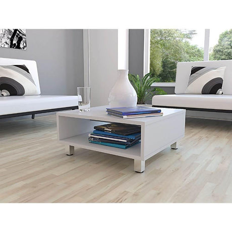 Mesa de Centro Eclipse Blanco 60x26cm Rectangular con Patas y con Compartimientos - Mesas | Bylmo