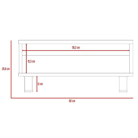 Mesa de Centro Eclipse Blanco 60x26cm Rectangular con Patas y con Compartimientos - Mesas | Bylmo