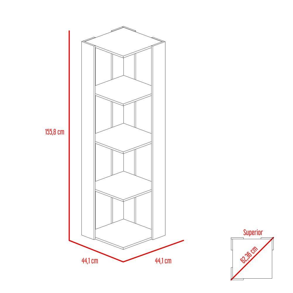 Biblioteca Esquinera Amber Caramelo 44 cm con Entrepaños - Bibliotecas | Bylmo