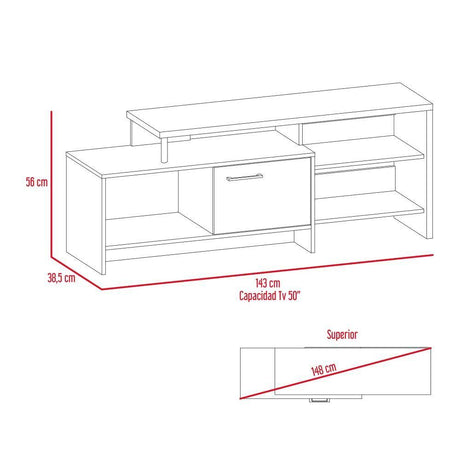 Mesa para TV Bengala Duna 56x143cm Para TV Hasta 50 Pulgadas con Un Cajón - Muebles para TV | Bylmo