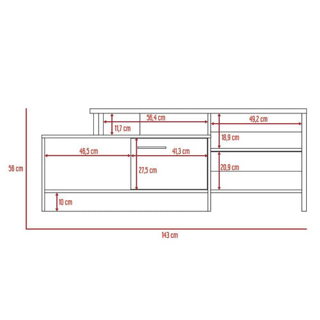Mesa para TV Bengala Rovere 143x56cm Para TV Hasta 49 Pulgadas con Un Cajón - Muebles para TV | Bylmo