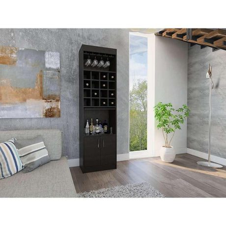 Bar Beijing Wengue 51x180cm con Un Cajón y con Dieciséis Portabotellas - Bares | Bylmo