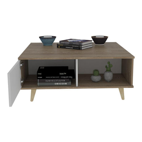 Mesa Alina Duna y Blanco 95 cm con Una Puerta - Mesas | Bylmo