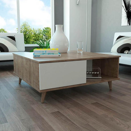 Mesa Alina Duna y Blanco 95 cm con Una Puerta - Mesas | Bylmo