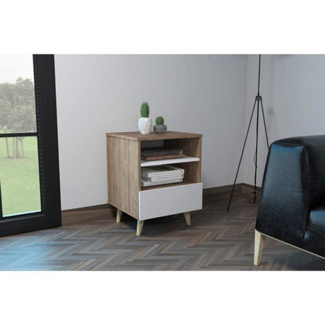 Mesa Alina Miel y Blanco 44 cm con Una Puerta - Mesas | Bylmo