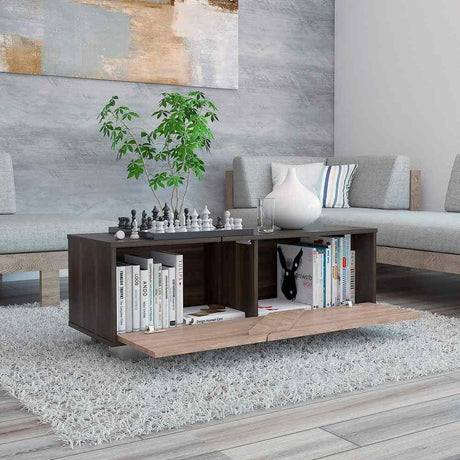 Mesa de Centro Fraktal Habano y Miel 104.3x36.3cm Rectangular Con Patas - Mesas | Bylmo