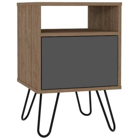 Mesa de Noche Vassel Miel y Plomo 40 cm con Una Puerta - Mesas | Bylmo