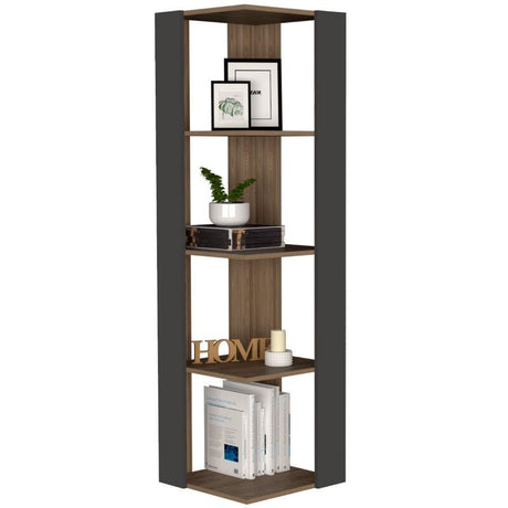 Biblioteca Esquinera Amber Miel 44 cm con Entrepaños - Bibliotecas | Bylmo