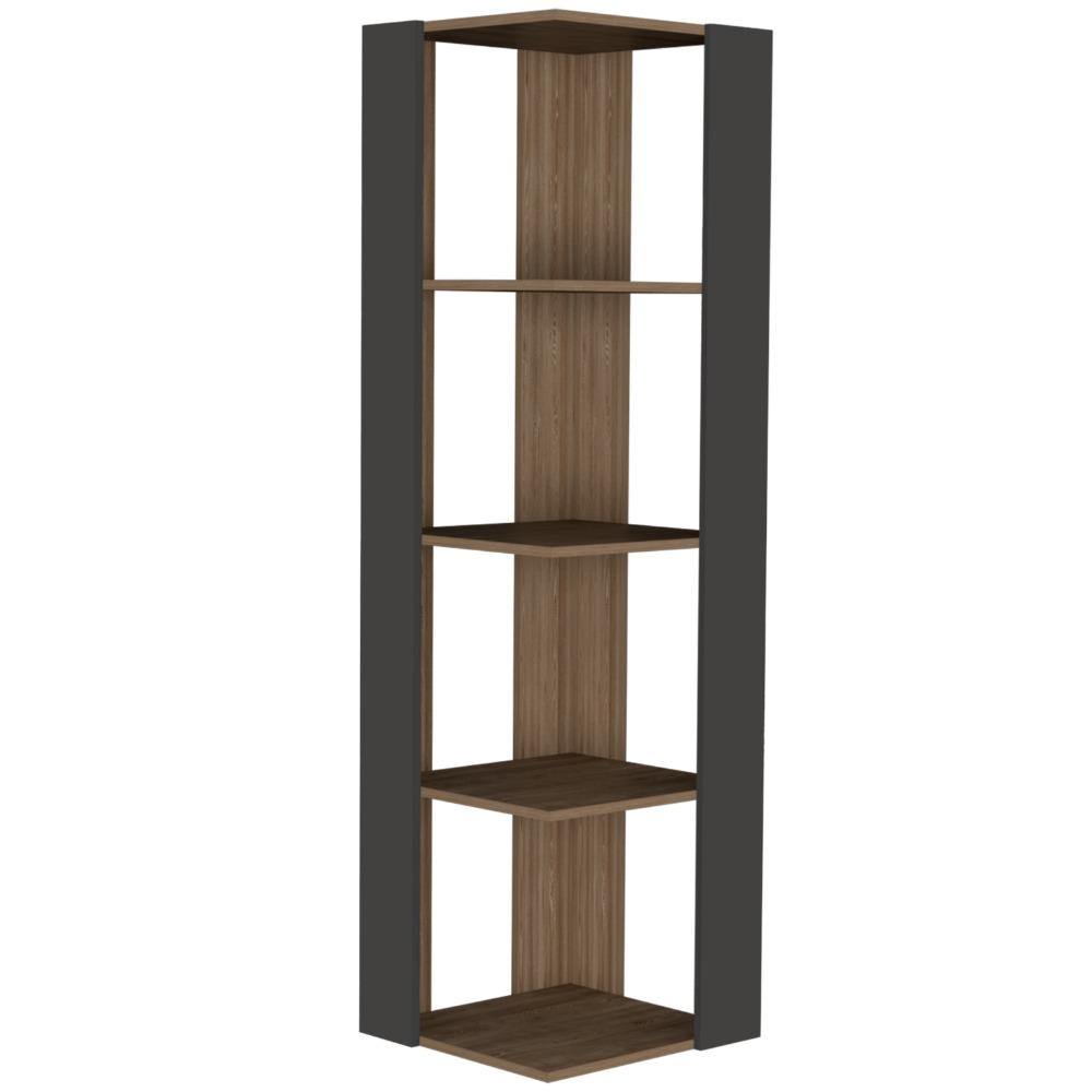 Biblioteca Esquinera Amber Miel 44 cm con Entrepaños - Bibliotecas | Bylmo