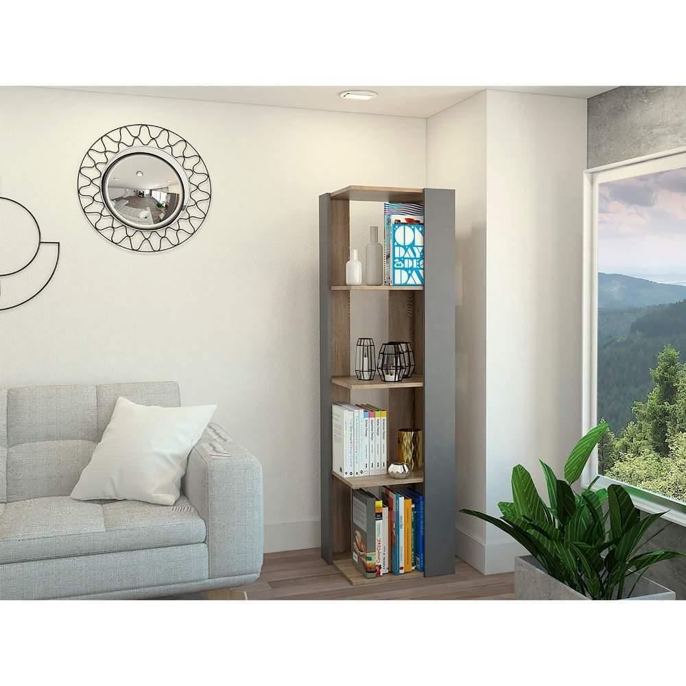 Biblioteca Esquinera Amber Miel 44 cm con Entrepaños - Bibliotecas | Bylmo