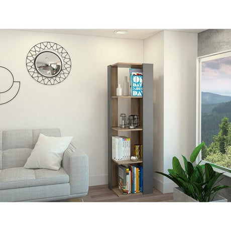 Biblioteca Esquinera Amber Miel 44 cm con Entrepaños - Bibliotecas | Bylmo
