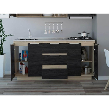 Mueble Inferior Tibet Rovere y Sombra 180 cm - Cocinas | Bylmo