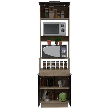 Mueble Microondas Tibet Rovere y Sombra 60 cm Con Tres Puertas y Entrepaños - Muebles Organizadores | Bylmo