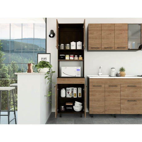 Modulo Microondas Luna Miel y Wengue 60 cm - Cocinas | Bylmo