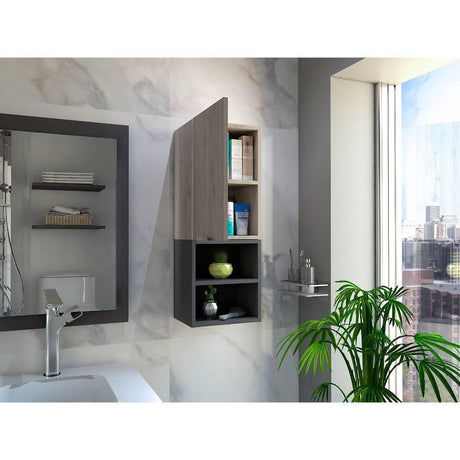 Mueble Auxiliar Jules Ceniza y Plomo 30 cm con Una Puerta y Entrepaños - Gabinetes | Bylmo