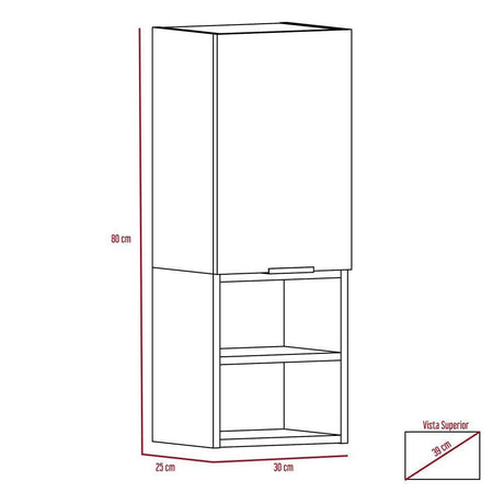 Mueble Auxiliar Jules Ceniza y Plomo 30 cm con Una Puerta y Entrepaños - Gabinetes | Bylmo