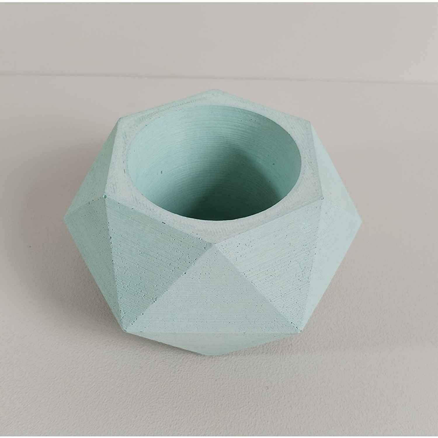 Matera de mesa Adara Petty Aguamarina 7x7cm de Cemento Hexagonal de 0.2 Litros - Jardineria | Bylmo